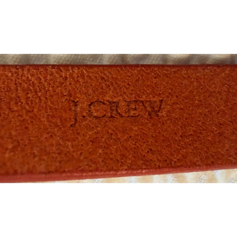 J.Crew Womens Orange Italian Leather Skinny Belt Gold Buckle Size S 61930 USA - Picture 3 of 4